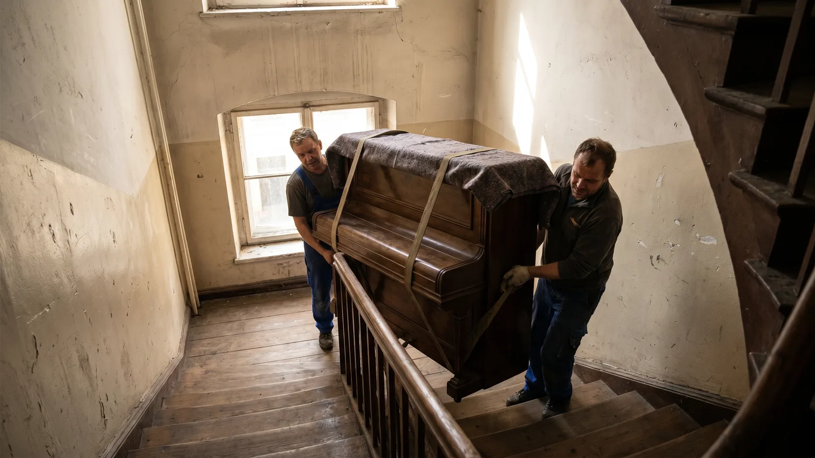 Klaviertransport durch Möbelpacker