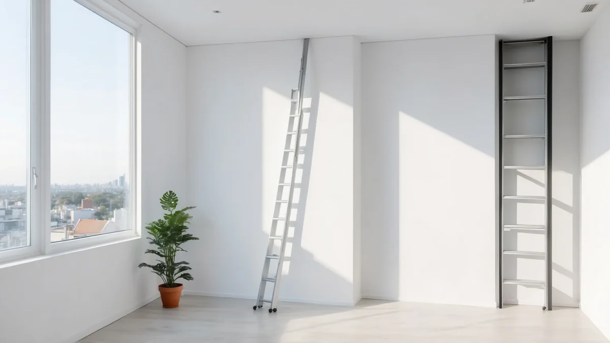 Möbellift reicht bis zum Fenster im dritten Stock